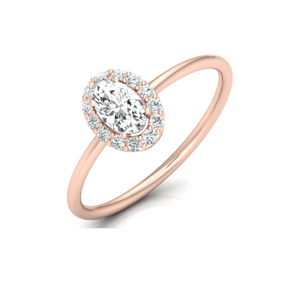 Women Oval Cut Lab Grown Diamond Halo Solitaire Ring - HIGHCARAT DIAMONDS