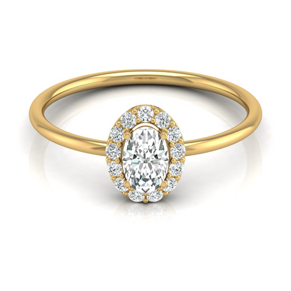 Women Oval Cut Lab Grown Diamond Halo Solitaire Ring - HIGHCARAT DIAMONDS