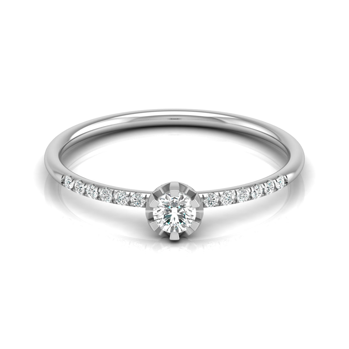 Women Unique Round Cut Lab Grown Diamond Accented Ring - HIGHCARAT DIAMONDS