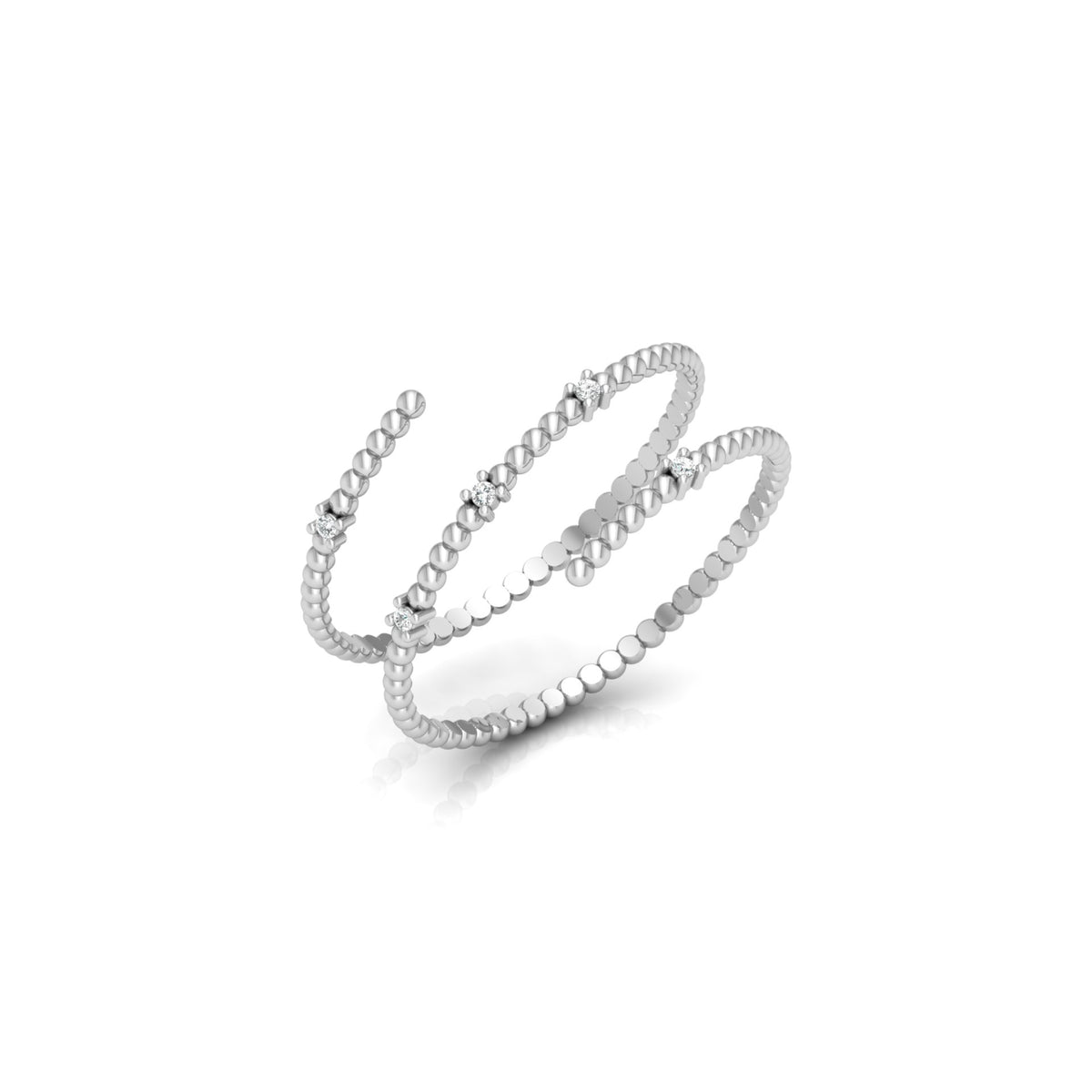 Wrap-Style Beaded Diamond Ring In 14K Solid Gold Modern Spiral Design Gift For Her - HIGHCARAT DIAMONDS