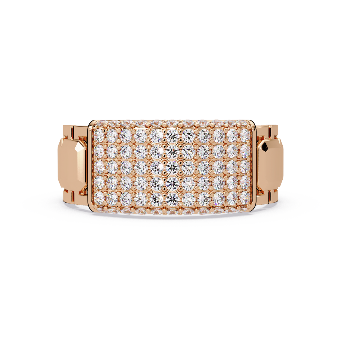Yellow Gold Invisible Set Diamond Rectangle Ring - HIGHCARAT DIAMONDS