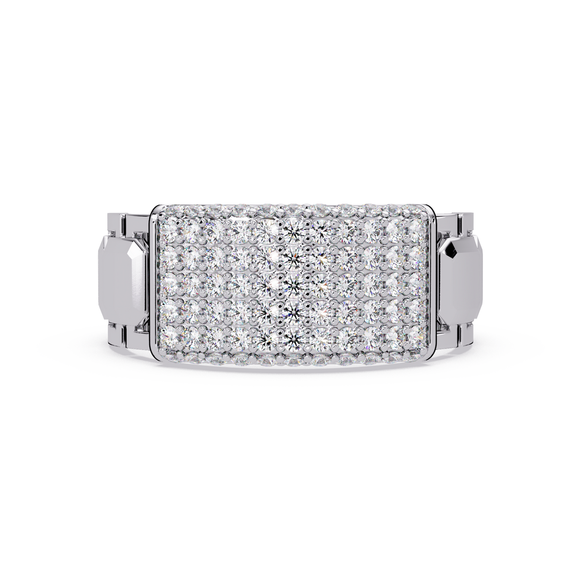 Yellow Gold Invisible Set Diamond Rectangle Ring - HIGHCARAT DIAMONDS