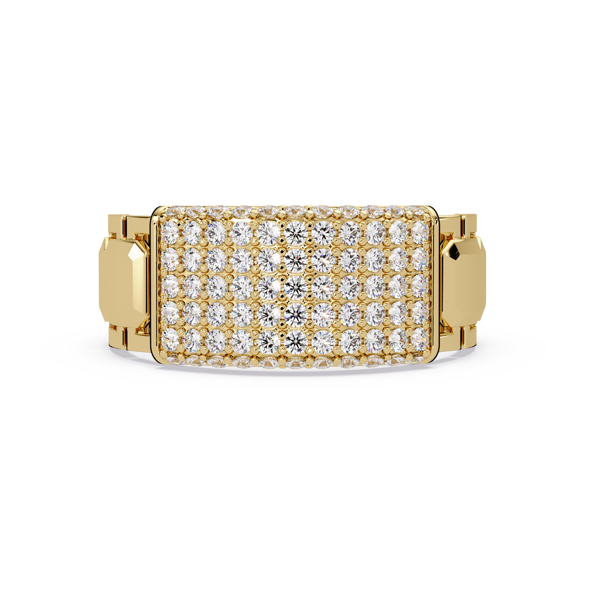Yellow Gold Invisible Set Diamond Rectangle Ring - HIGHCARAT DIAMONDS