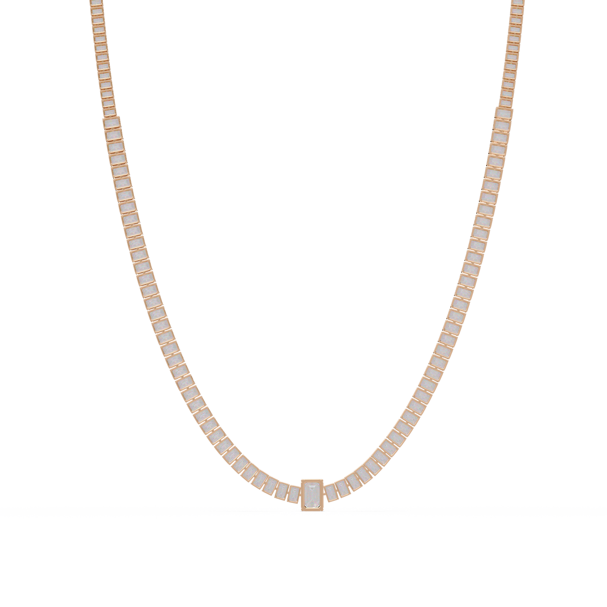 Yellow Gold Tennis Emerald Cut Lab Grown Diamond Necklace - HIGHCARAT DIAMONDS