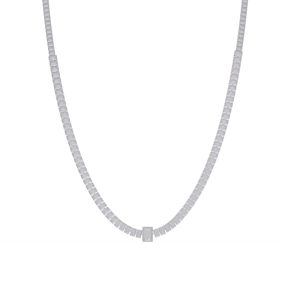 Yellow Gold Tennis Emerald Cut Lab Grown Diamond Necklace - HIGHCARAT DIAMONDS