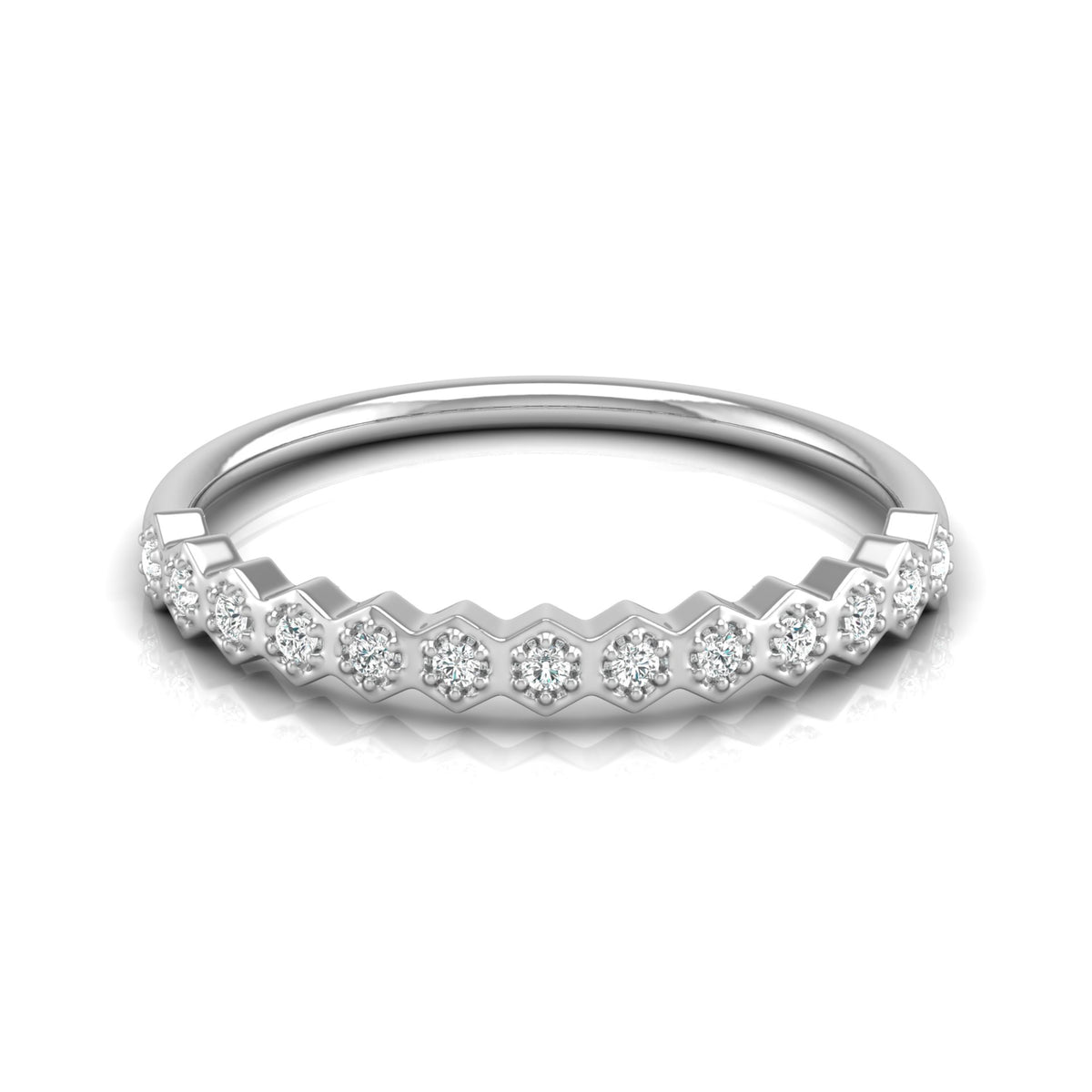 Zigzag Labgrown Round Diamond Band Ring For Women Stackable Elegance In 14K Solid Gold - HIGHCARAT DIAMONDS