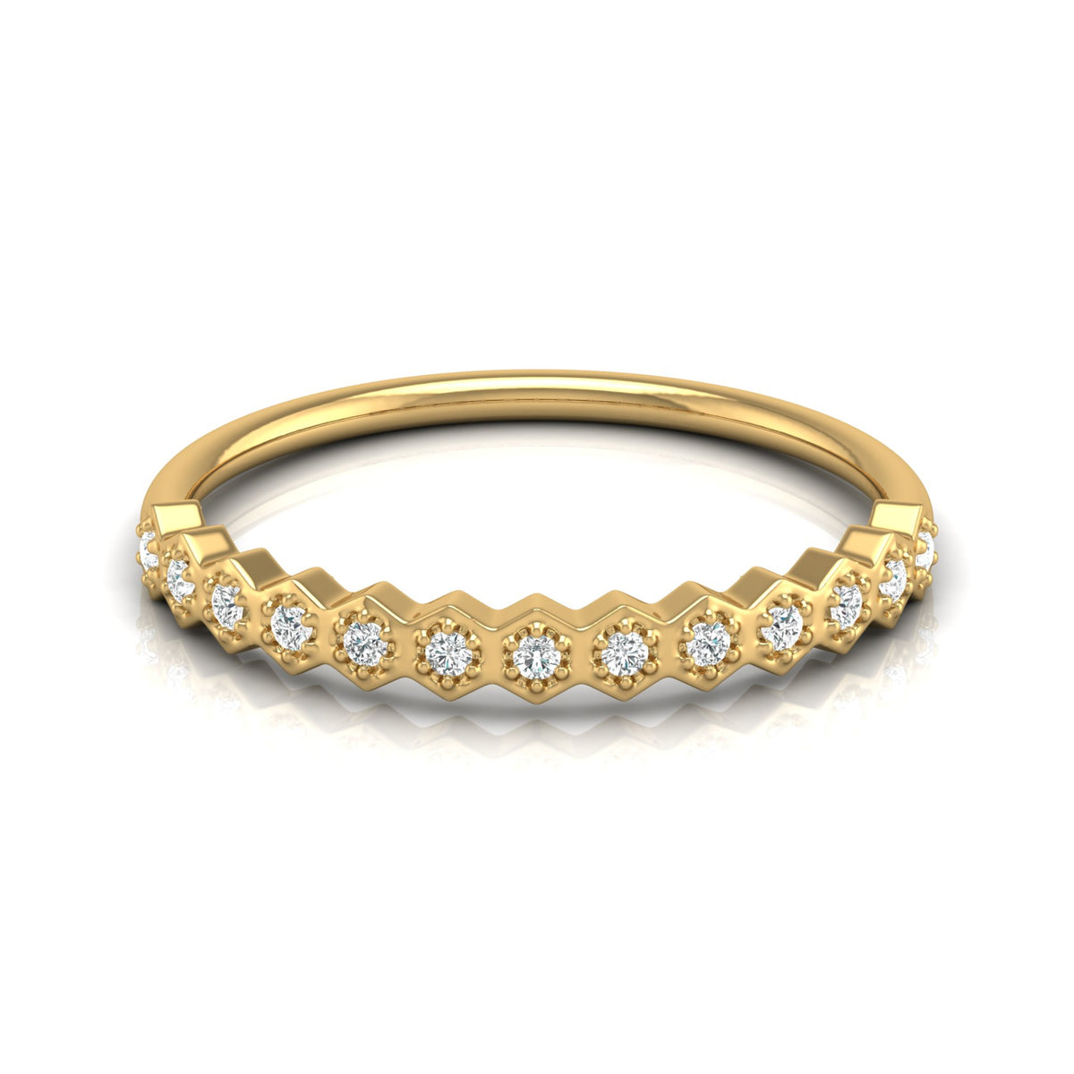 Zigzag Labgrown Round Diamond Band Ring For Women Stackable Elegance In 14K Solid Gold - HIGHCARAT DIAMONDS