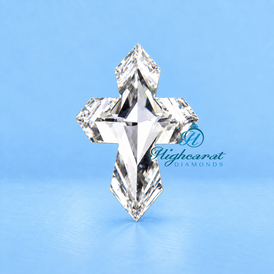 Antique Christ cross shape lab grown certified diamond