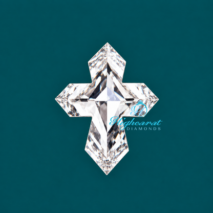 Detailed antique cross shape lab grown diamond