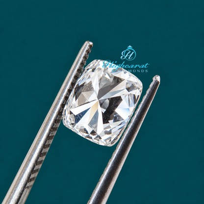 Detailed elongated cushion cut diamond