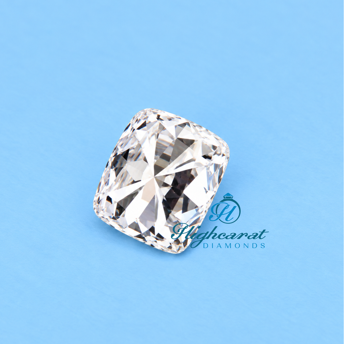Close-up of elongated cushion lab grown diamond