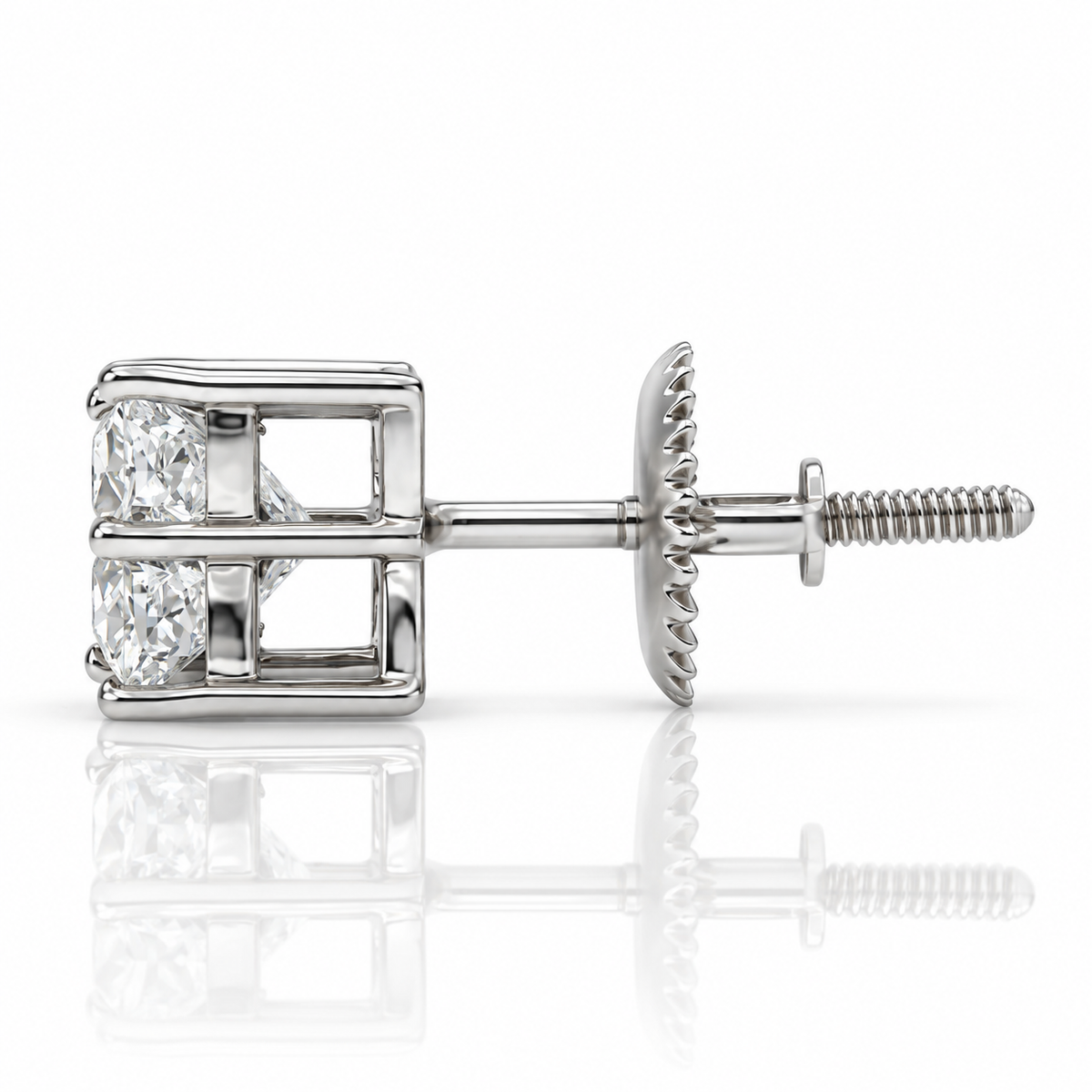 Lily Cut Lab Grown Diamond White Gold Stud Earring