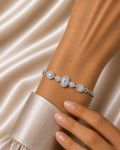 Oval Halo Lab Grown Diamond Designer Bracelet