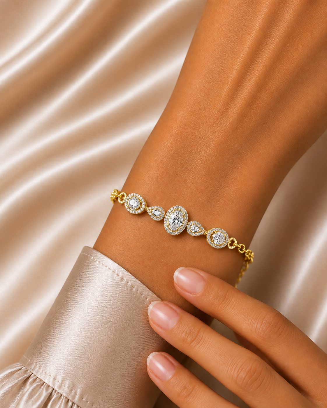 Oval Halo Lab Grown Diamond Designer Bracelet