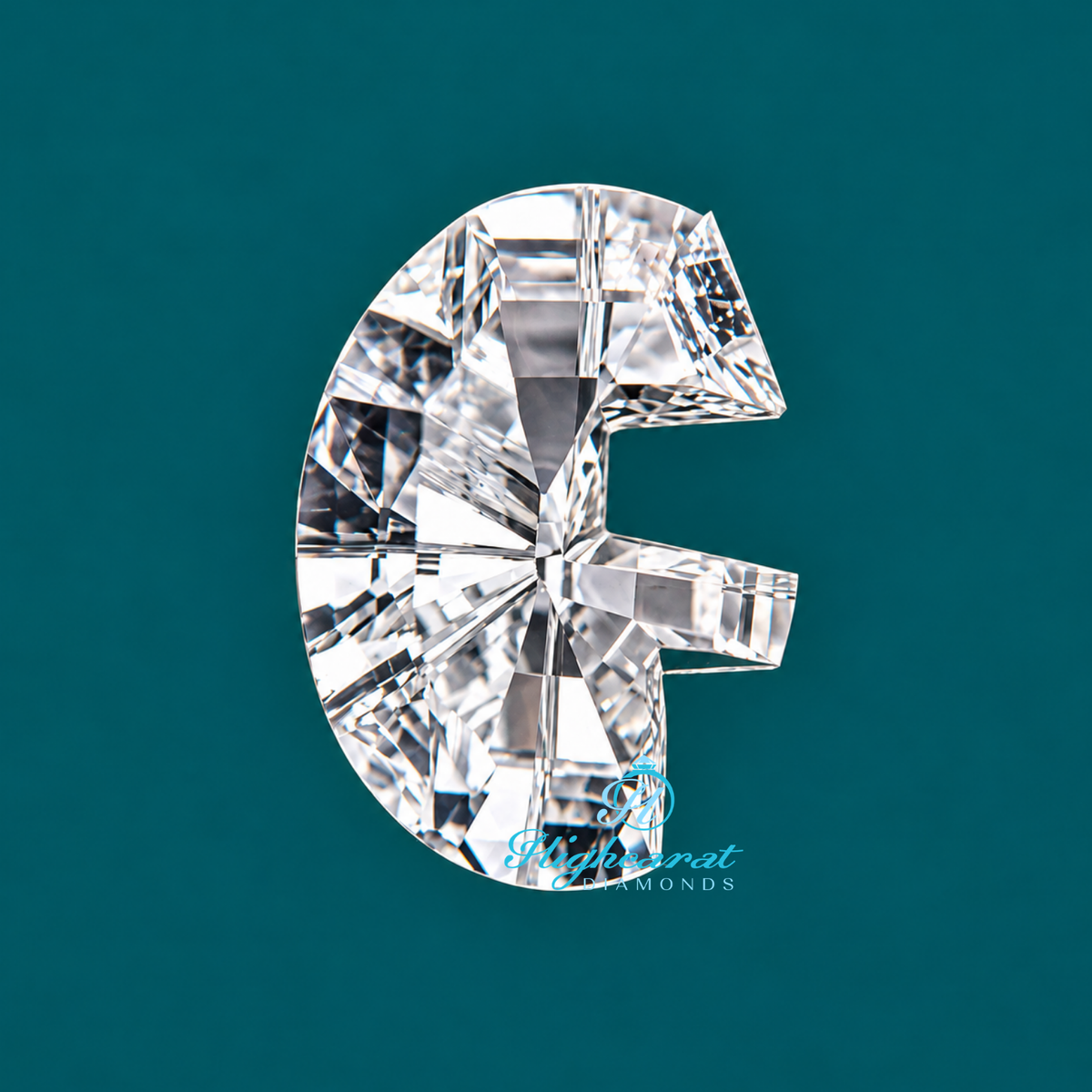F letter shaped lab grown diamond