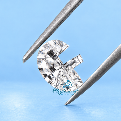 F letter shape fancy cut lab grown diamond