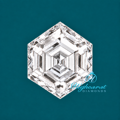Hexagon step cut lab grown diamond