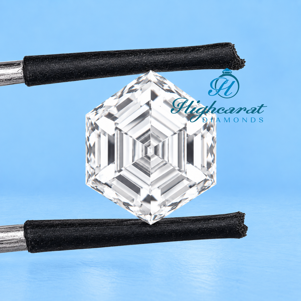 Hexagonal step cut lab grown diamond