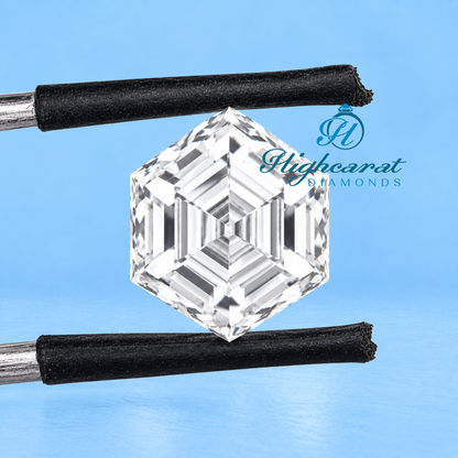 Hexagonal step cut lab grown diamond
