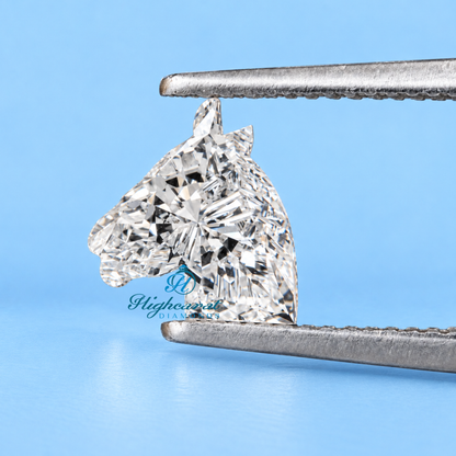 Detailed view of horse shape lab grown diamond