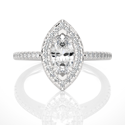 marquise and round cuts lab grown diamond ring, a new blend for special occasions - HIGHCARAT DIAMONDS