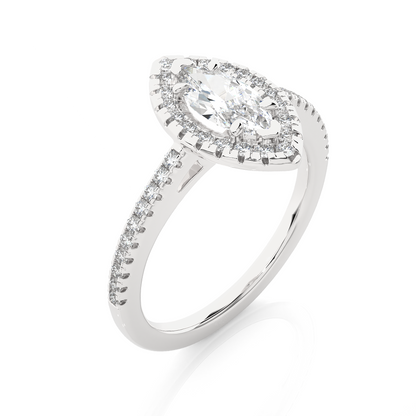 marquise and round cuts lab grown diamond ring, a new blend for special occasions - HIGHCARAT DIAMONDS