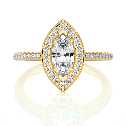 marquise and round cuts lab grown diamond ring, a new blend for special occasions - HIGHCARAT DIAMONDS