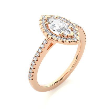marquise and round cuts lab grown diamond ring, a new blend for special occasions - HIGHCARAT DIAMONDS