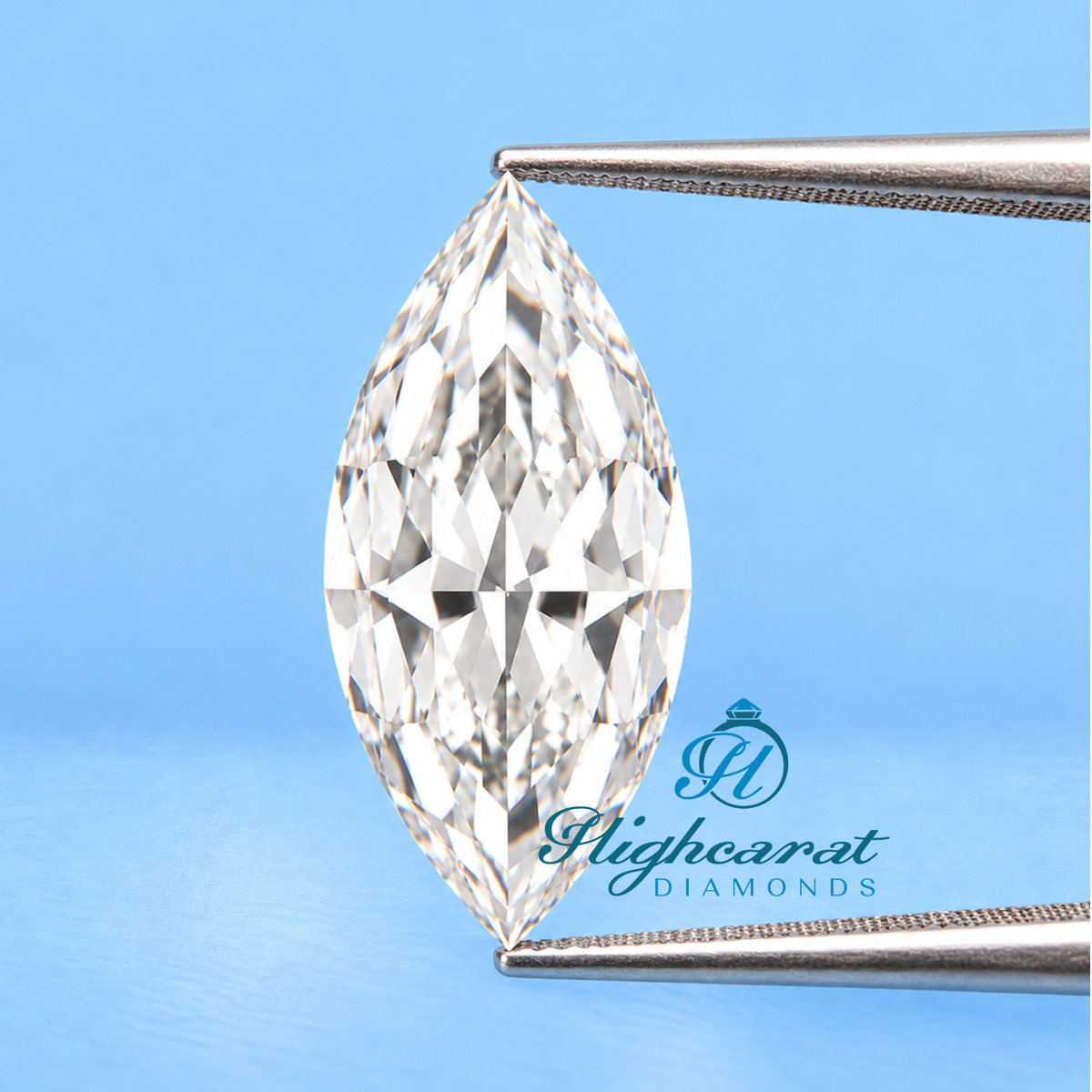 Close-up of Moval style lab grown diamond