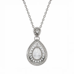 Pear Shape Moissanite Diamond Double Halo Pendant With Chain