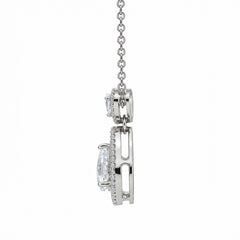 Pear Shape Moissanite Diamond Double Halo Pendant With Chain