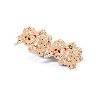 Elegant 2.17 Ct Pear and Round Diamonds Earrings in 14K Gold for Her - HIGHCARAT DIAMONDS