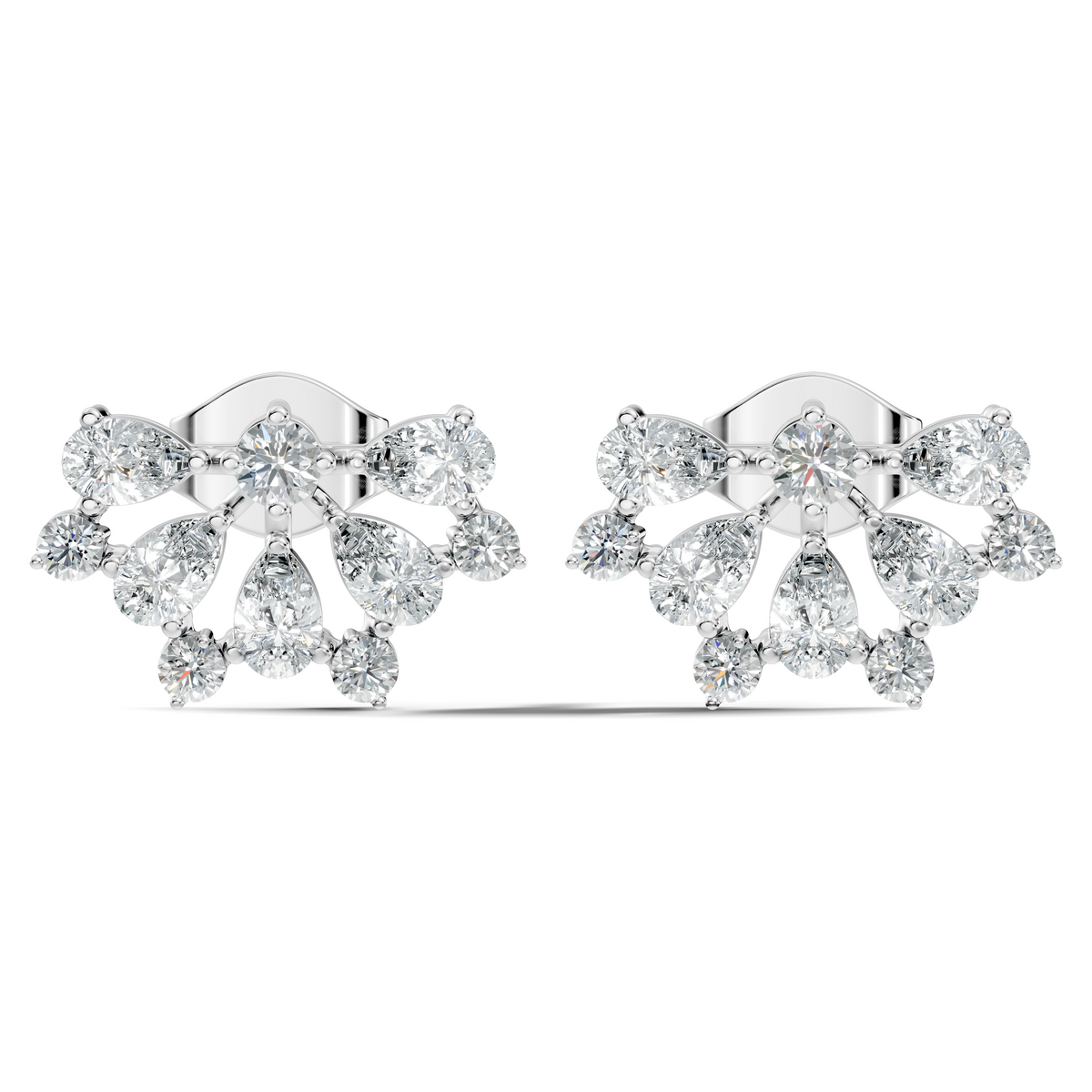 Elegant 2.17 Ct Pear and Round Diamonds Earrings in 14K Gold for Her - HIGHCARAT DIAMONDS