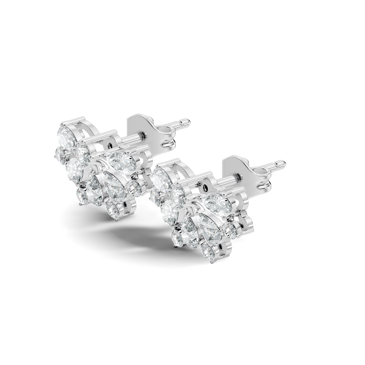 Elegant 2.17 Ct Pear and Round Diamonds Earrings in 14K Gold for Her - HIGHCARAT DIAMONDS