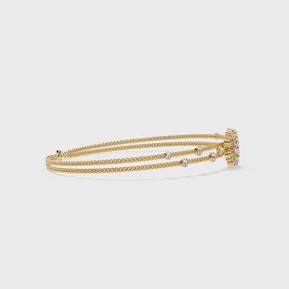 Round Cut Lab Grown Diamond Art Deco Cuff Bracelet