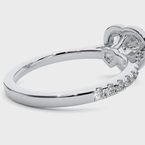 1.33 Carat Heart Cut Lab Grown Diamond 14K Solid Rose Gold and Pave and Side Stones, Custom Jewelry Gift
