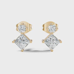 Princess Cut Lab Grown Diamond Drop Earring