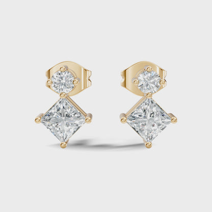 Princess Cut Lab Grown Diamond Drop Earring