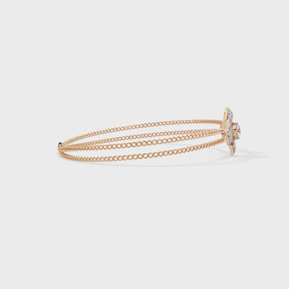 Round Cut Lab Grown Diamond Flower Cuff Bracelet