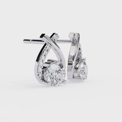 1.27 Ct Pear Shape & Round Cut Diamond Stud Earrings