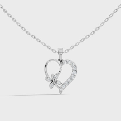 Romantic butterfly heart pendant with sparkling diamonds