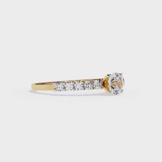 Round Cut  High Quality Lab Grown Diamond Half Eternity Elegant Accented Proposer Ring For Her