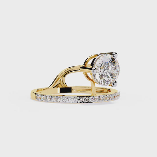 10k Solid White Gold 1.51Ct Round Cut Diamond Dainty Split Minimalist Party Wear Ring For Her