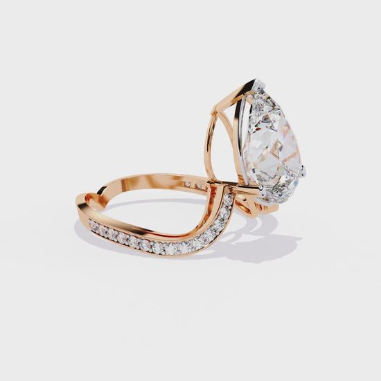 5.00Ct Pear And Round Cut White Colorless Diamond V Shape Antique Classic Stunning Wedding Ring Gift For Women's