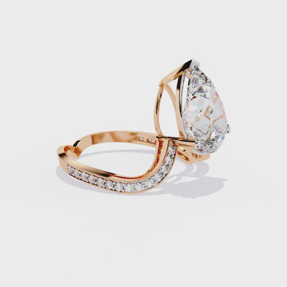 5.00Ct Pear And Round Cut White Colorless Diamond V Shape Antique Classic Stunning Wedding Ring Gift For Women's