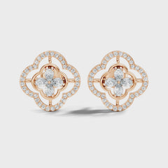 Round and Pear Cut Lab Grown Vintage Stud Diamond Earring