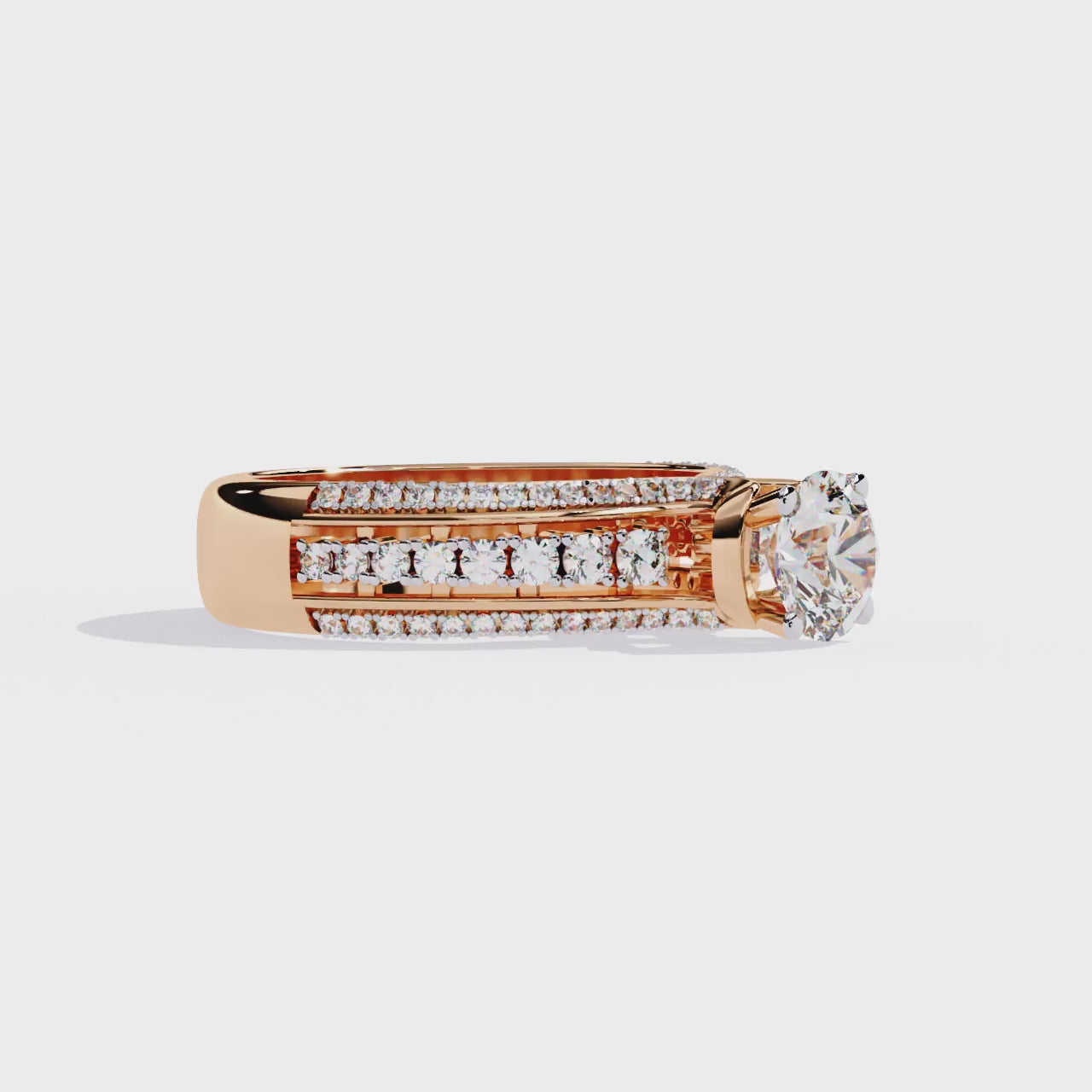 Round Cut 1.23Ct Lab Grown Diamond Unique Delicate Prong Set Three Row Statement Bridesmaid Ring