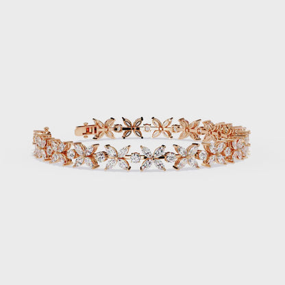 6.25 Ct Marquise & Round Diamond Tennis Bracelet