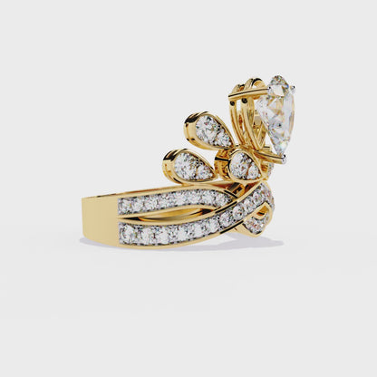 2.14Ct Pear And Round Cut Diamond Delicate Stunning Halo Vintage Sparkling Engagement Ring Special Day Gift For Her