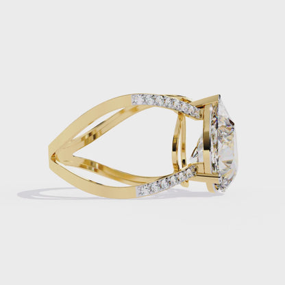 Vintage 4.62Ct Pear And Round Cut Lab Grown Diamond 14k Solid Rose Gold Wedding Ring For Her
